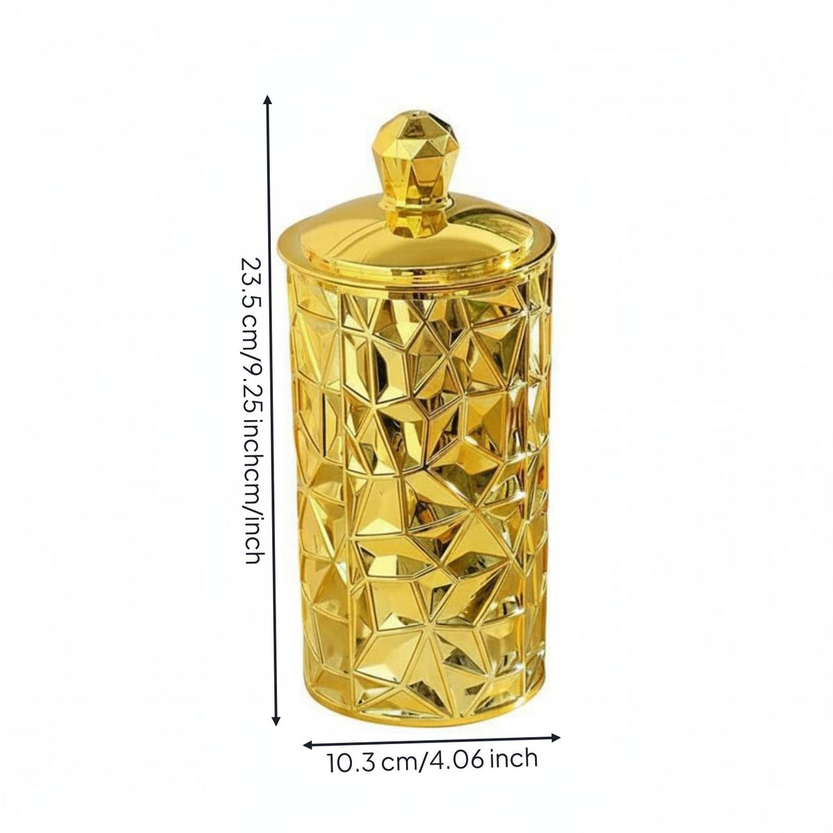 Gold Trim Canister Multi-Functional Round Decorative Container Lightweight Lidded Storage Jar for Office Desk