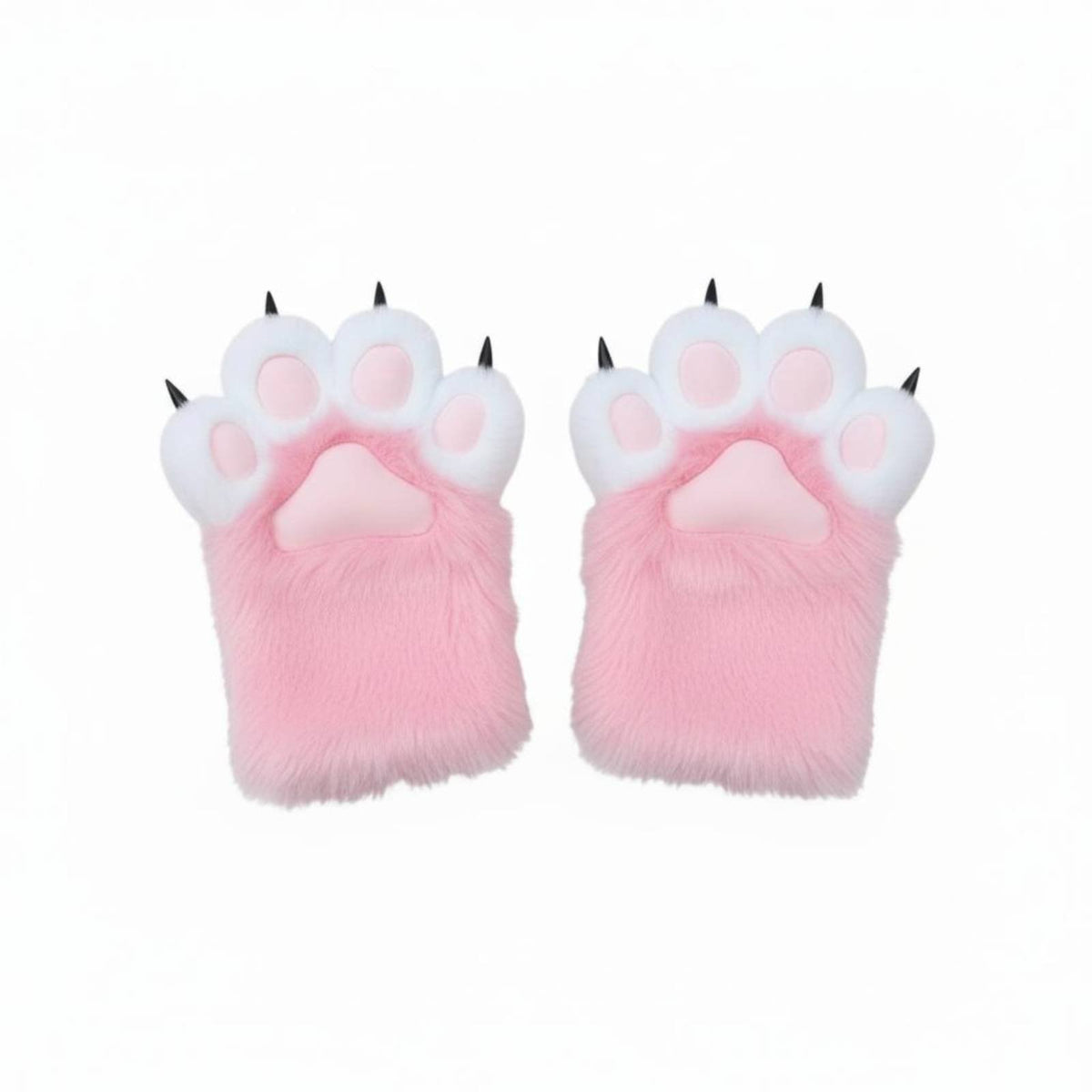 Plush Cat Paw Gloves, Cosplay Accessory, Cartoon Paw Mittens, Cute, Exposed Finger, Random Color