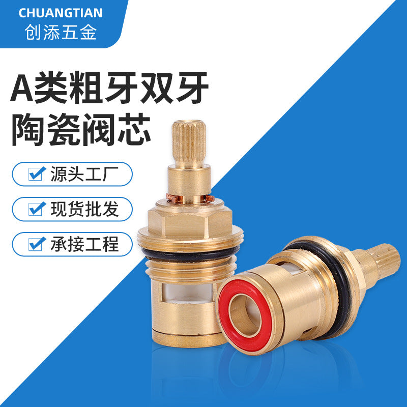 Coarse Thread Double Ceramic Faucet Valve Core for Hot and Cold Water
