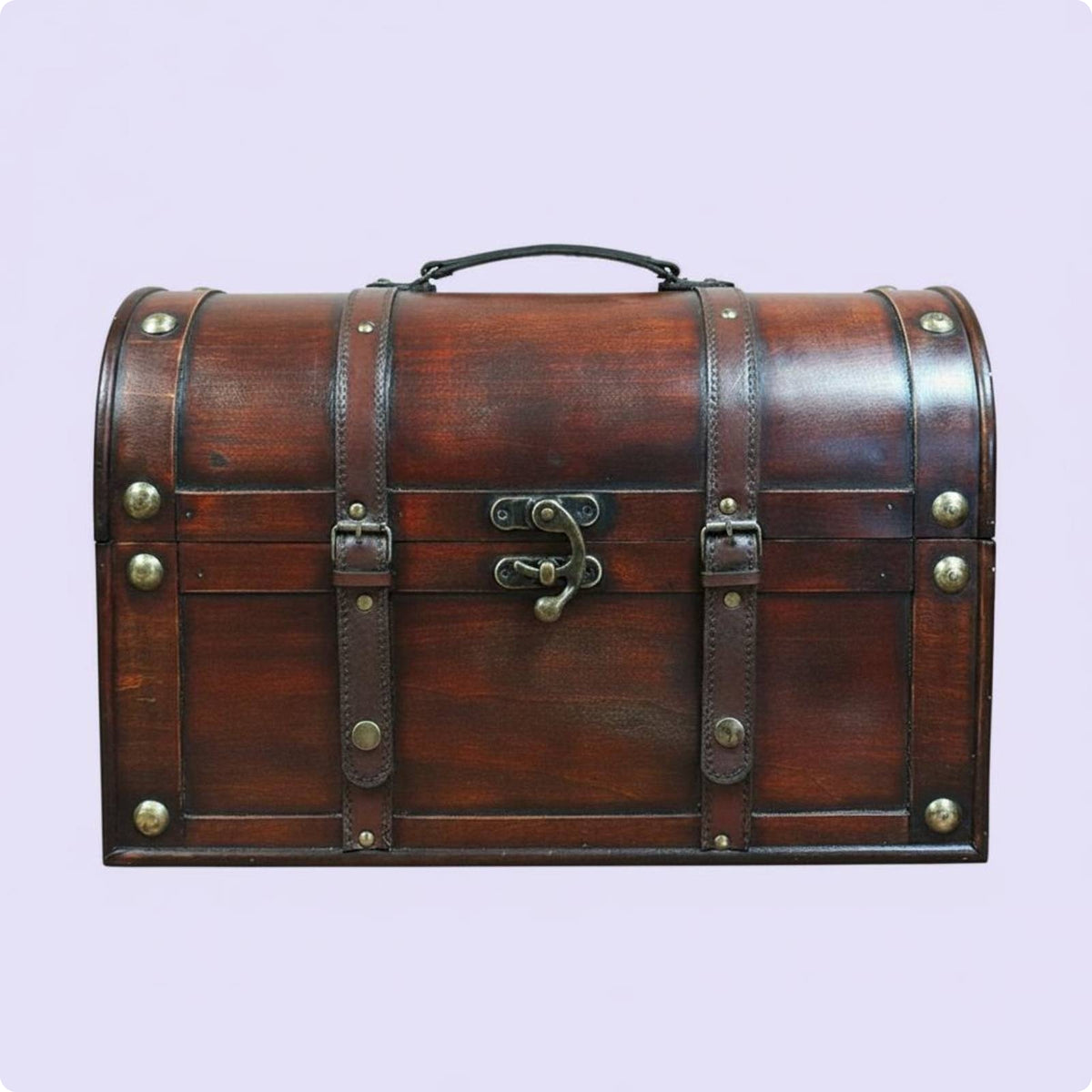 Faux Rosewood Storage Chest Metal Corner Studs Vintage Trunk Chest