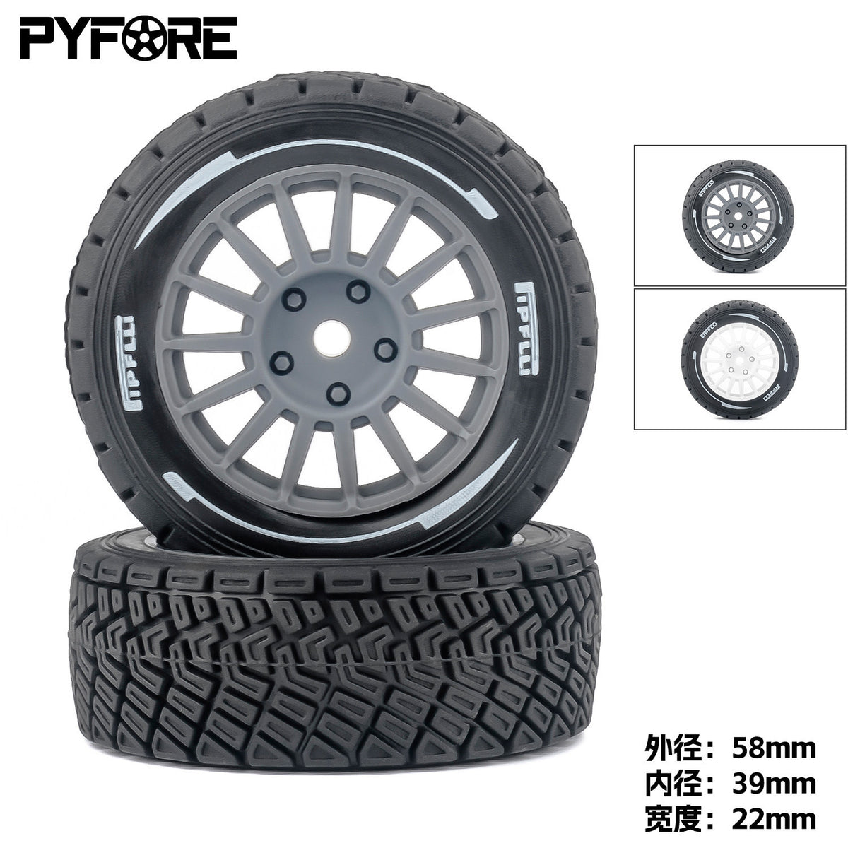 PYFORE 58mm Diameter 1/14 Racing Flat Tire Wear-Resistant Tire Skin Simulation Upgrade Accessory