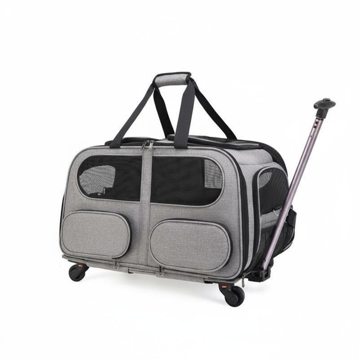 Portable Pet Trolley Case Large Capacity Pet Suitcase Lightweight Rolling Feline Carrier Ventilation System for Outdoor