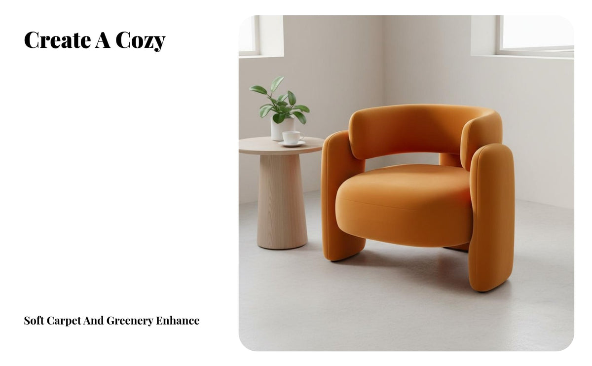 Light Luxury Design Curved Backrest Single Sofa Trendy Design Upholstered Single Sofa Deep Seat Curved Armchair Sturdy Construction for Interior Designers, Business Owners, Reception Area, Beauty Salon, Balcony, Living Room