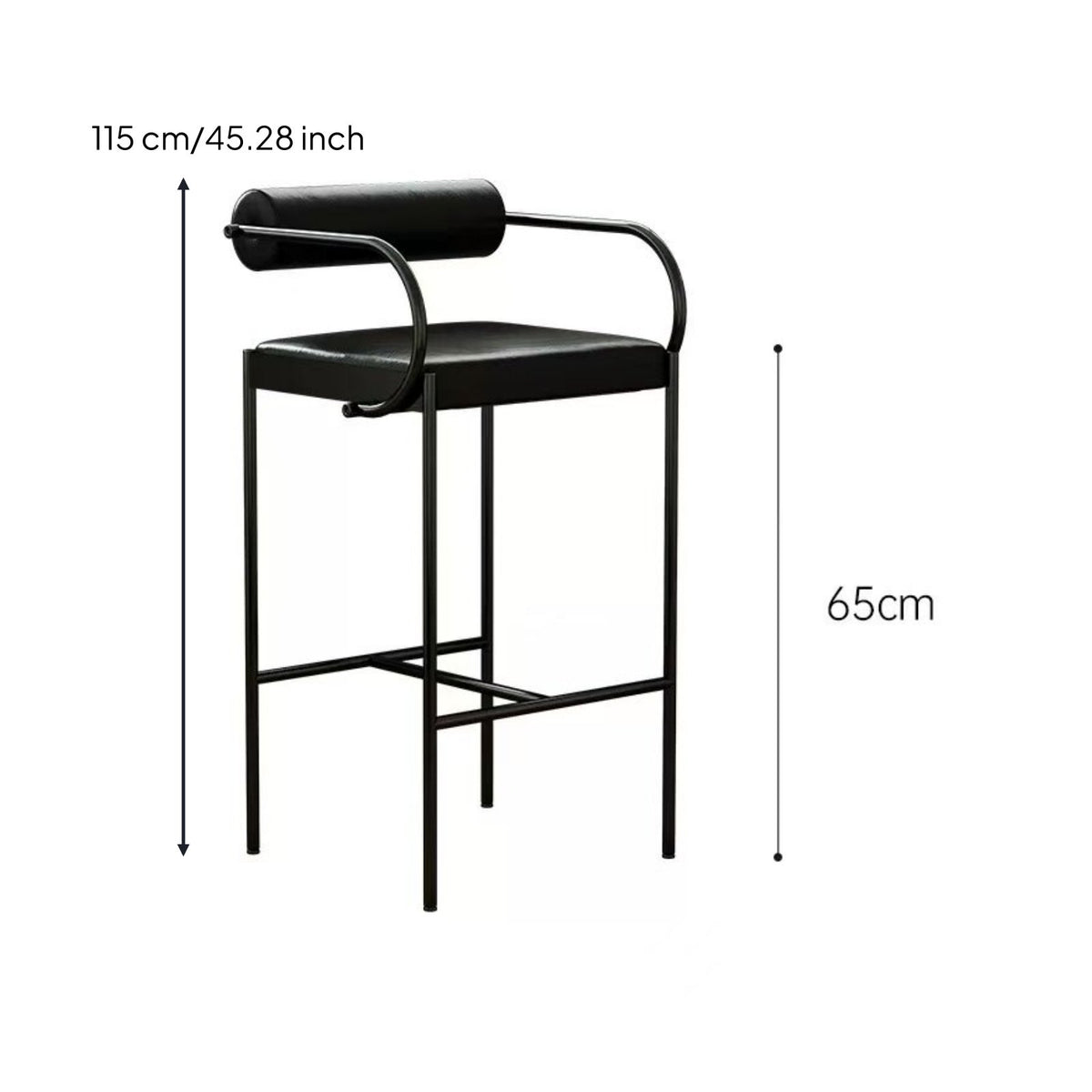 Padded Seat Modern Bar Stool with Backrest Ergonomic Design Seating Furniture for Reception Desk