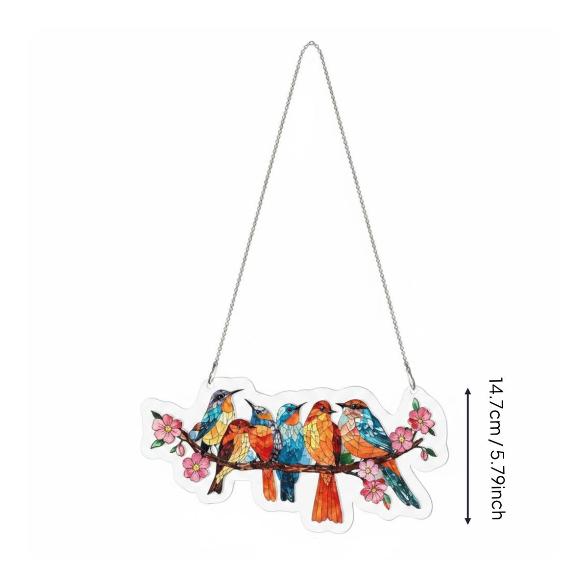 Perching Bird & Arbor Hanging Ornament Easy to Suspended Bird Window Light Ornament Indoor Outdoor Use Colorful Acrylic Hanging Decor for Garden