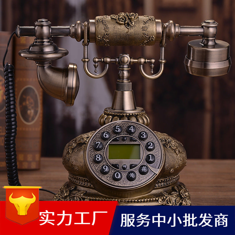 Muzhen European Retro Landline Phone with Painted Floral Design