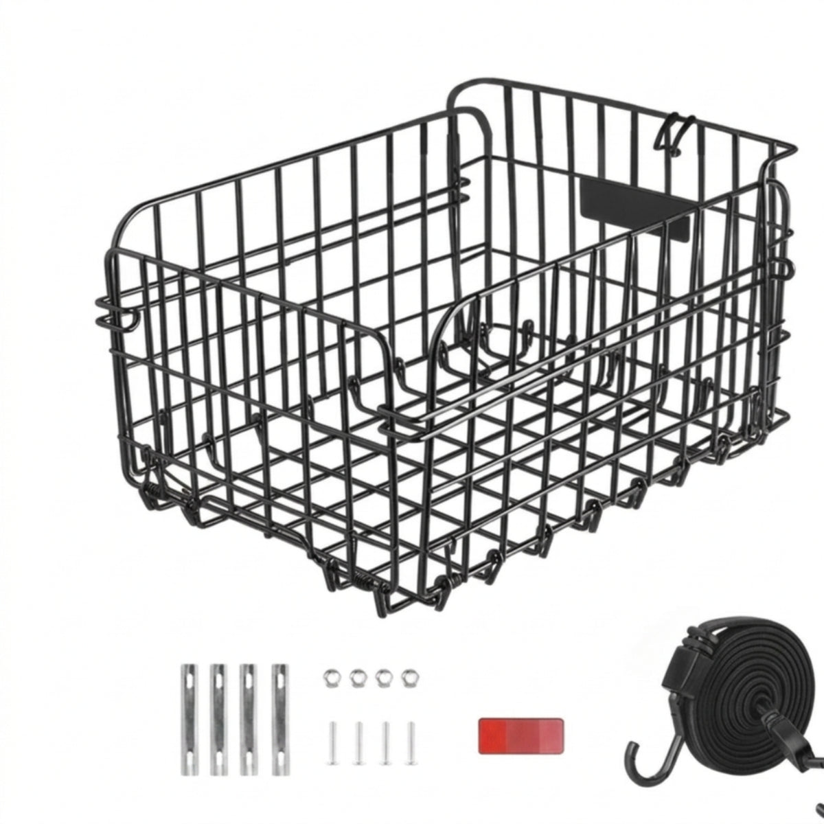 Bike Rear Basket Reflective Foldable Cycle Basket Sturdy for Cyclists, Grocery Shopping