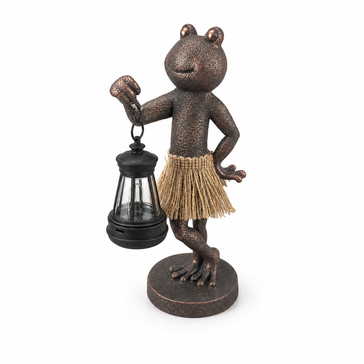 Frog Statue with Lantern Resin Lawn Ornament Decorative for Pathway