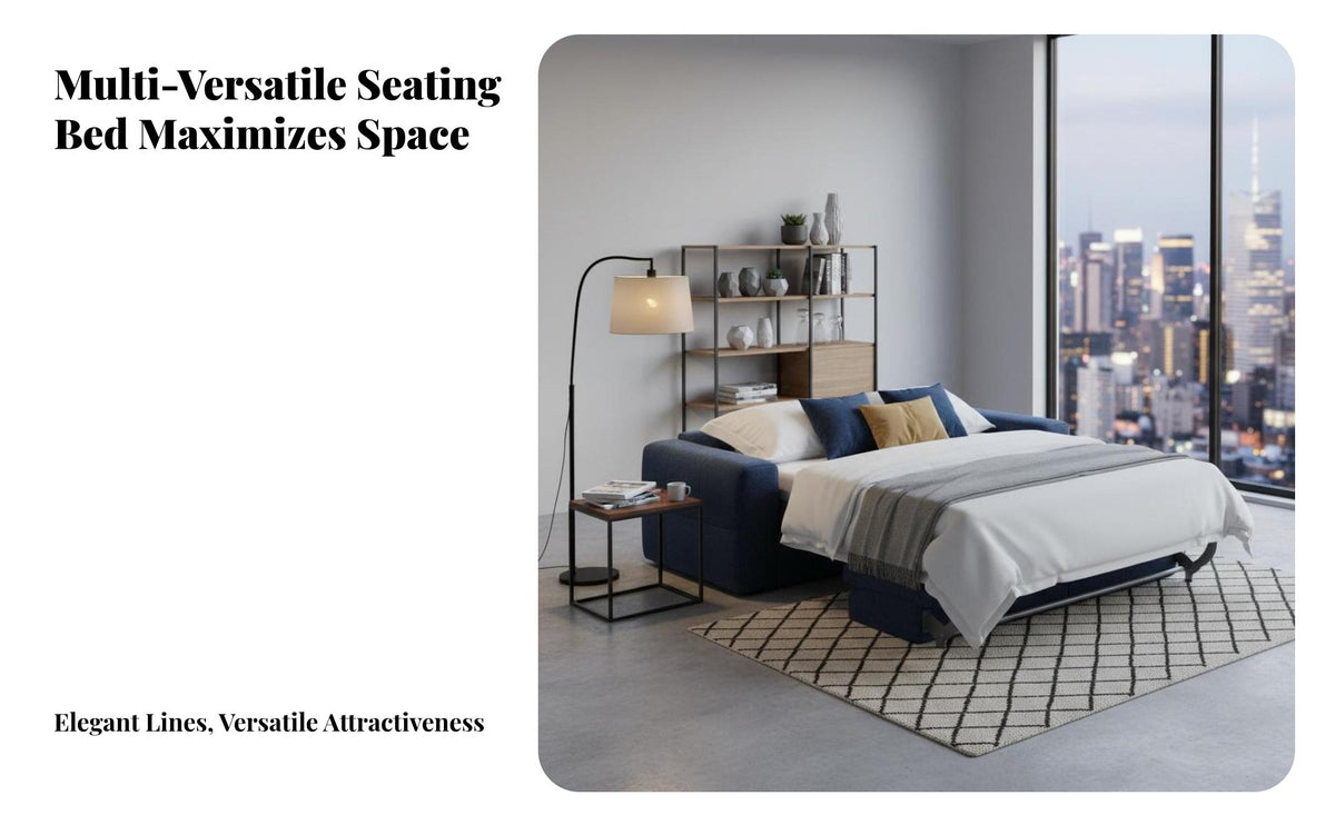 Space-Saving Foldable Sofa Bed Nordic Design Folding Convertible Sofa Bed Built-in Mattress Living Room Furniture High-Density Foam for Apartment Dwellers, Students, Homeowners, Lounge, Home Office