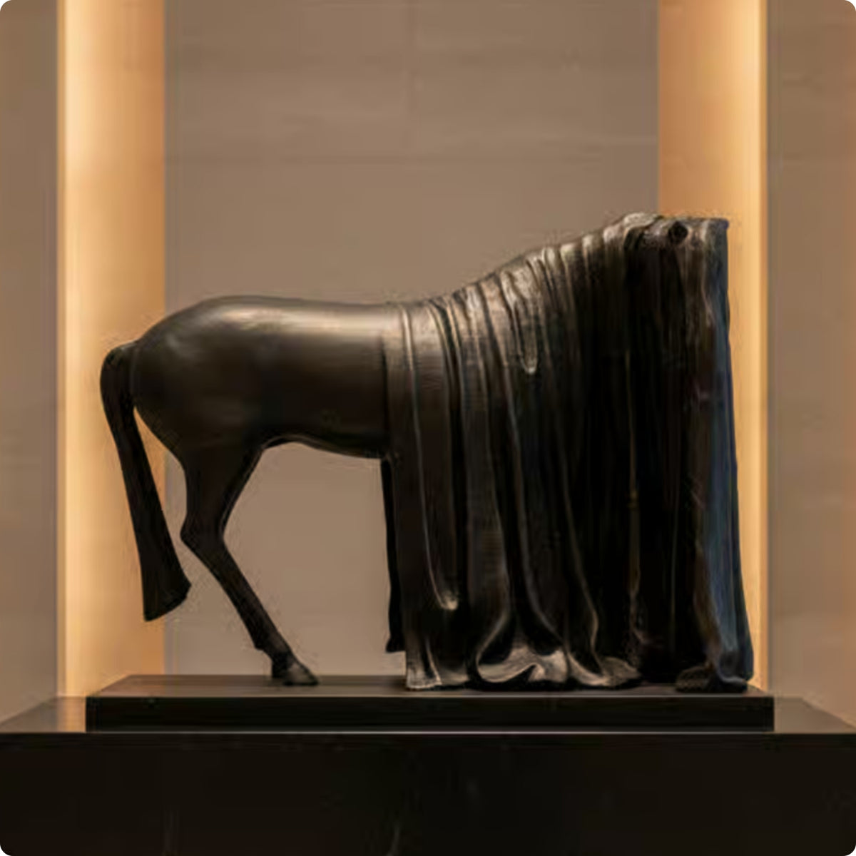 Abstract Horse Sculpture Draped Front Decor Piece Elegant for Indoor Areas