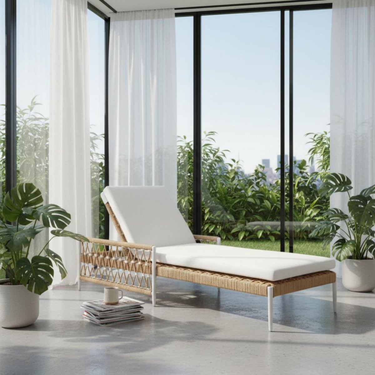 4 Pieces 4-Piece Rope Weave Seating Modern and Design Outdoor Furniture Long-Lasting Frame Thick Cushiony Pads for Balcony