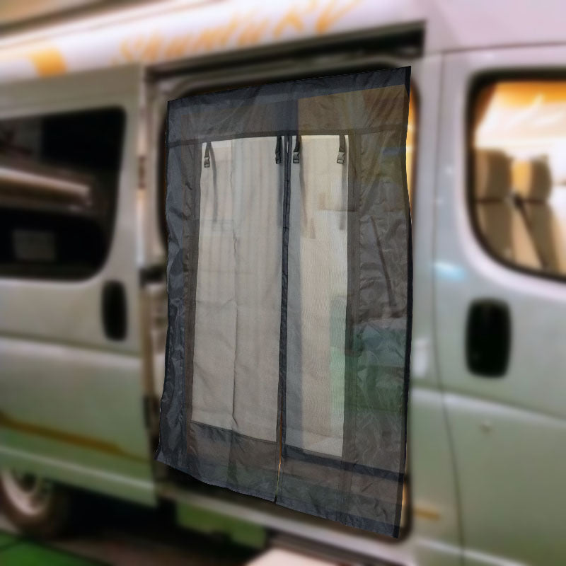 Outdoor Camping Zippered Breathable Roll-Up Shade Mosquito-Proof Magnetic RV Door Screen for Travel Trailer