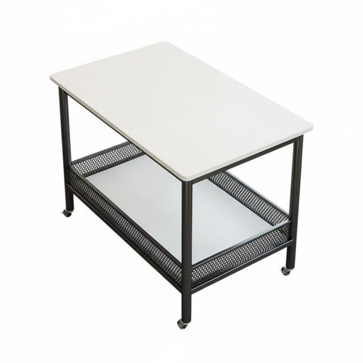 2-Tier Rolling End Table Movable with casters Household Furniture Space-Saving