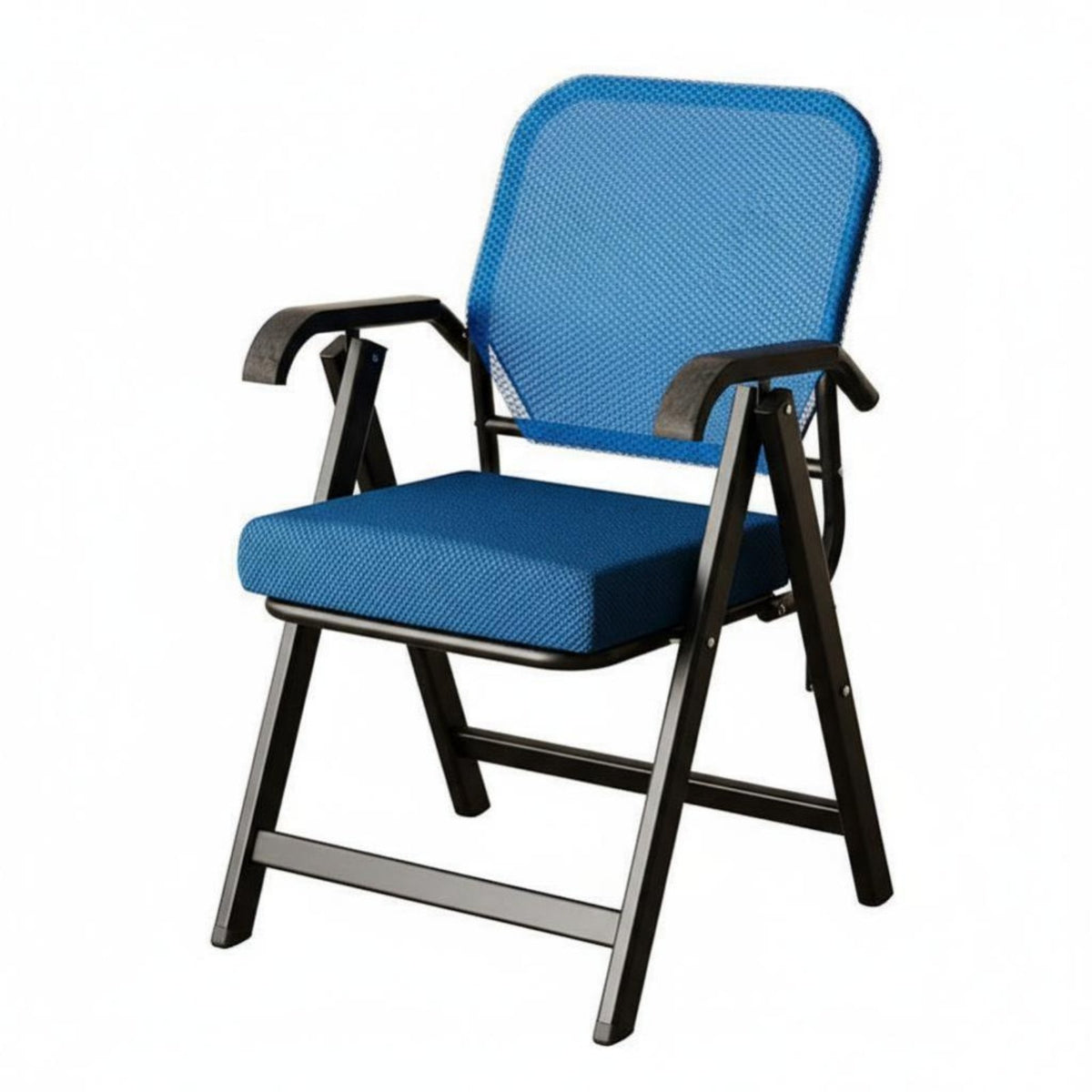 Mesh-Back Folding Armchair Easy Assembly Collapsible Seat Sturdy Frame