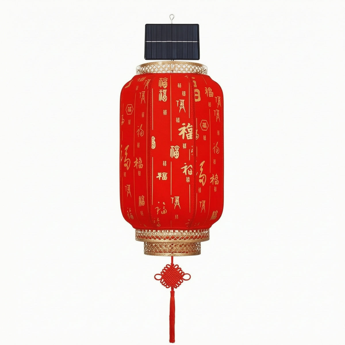 Festive Decorative Lantern with Tassel LED Chinese Lantern Wireless Hanging Light with Solar Panel Automatic for Patio