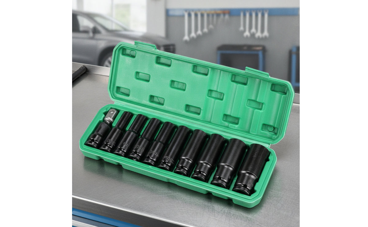 11 Pieces Long-Reach Deep Socket Set Versatile Metric Socket Set Heavy-Duty Tool Long-Wearing for Automotive Repair, Garage