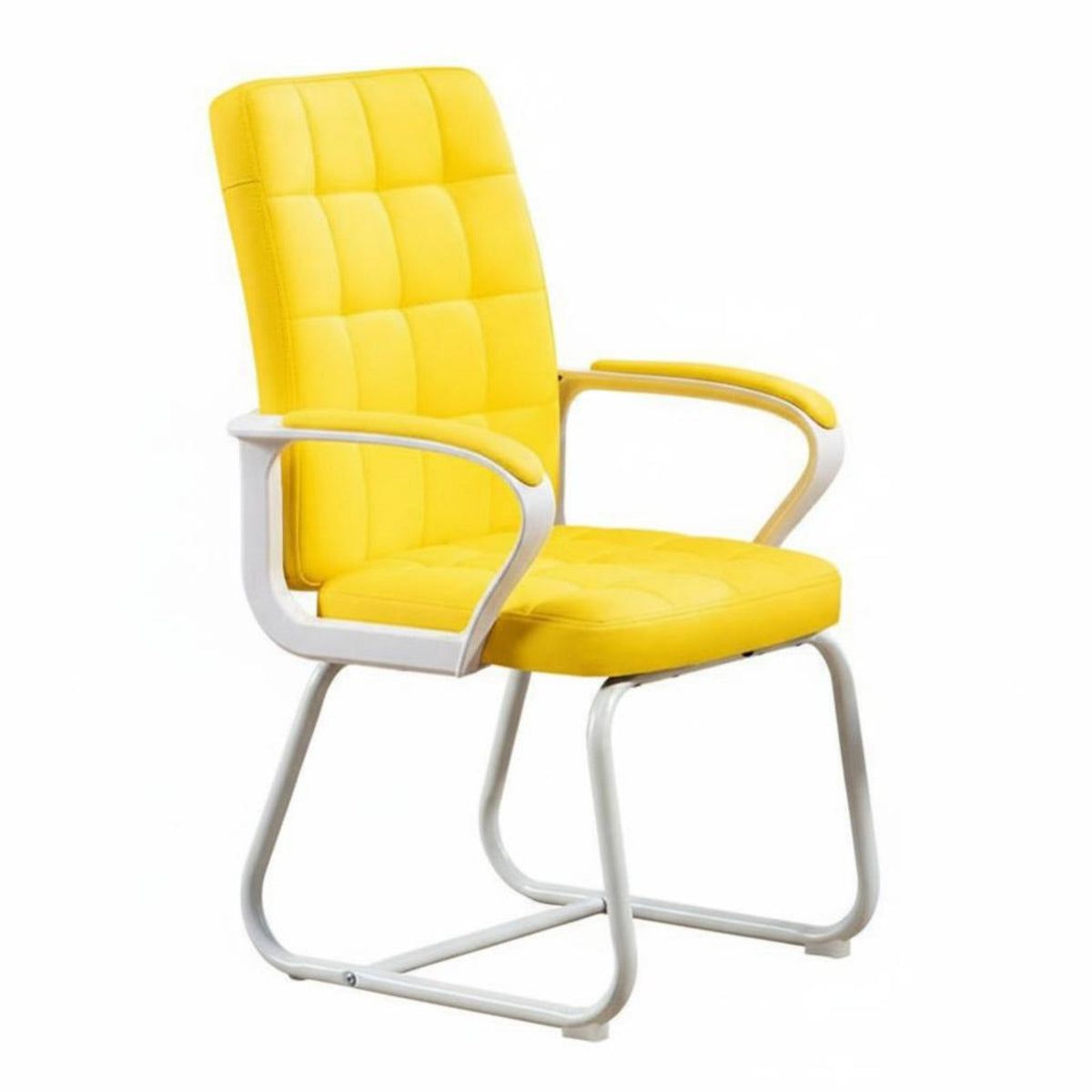 Quilted Sled Base Armchair Ergonomic Design Upholstered Sled Base Chair Reinforced Frame Business-Grade Grade for Clients