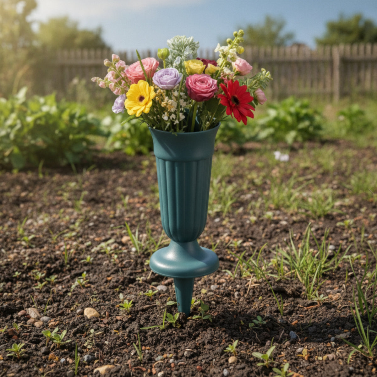Cemetery Vase with Ground Stake Weatherproof Vase with Ground Stake Drainage Holes for at Gravesites