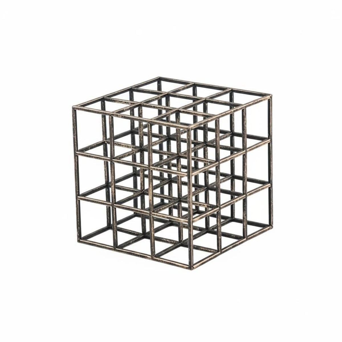 Hollow Cube Sculpture Modern Minimalist Geometric Sculpture Compact Size