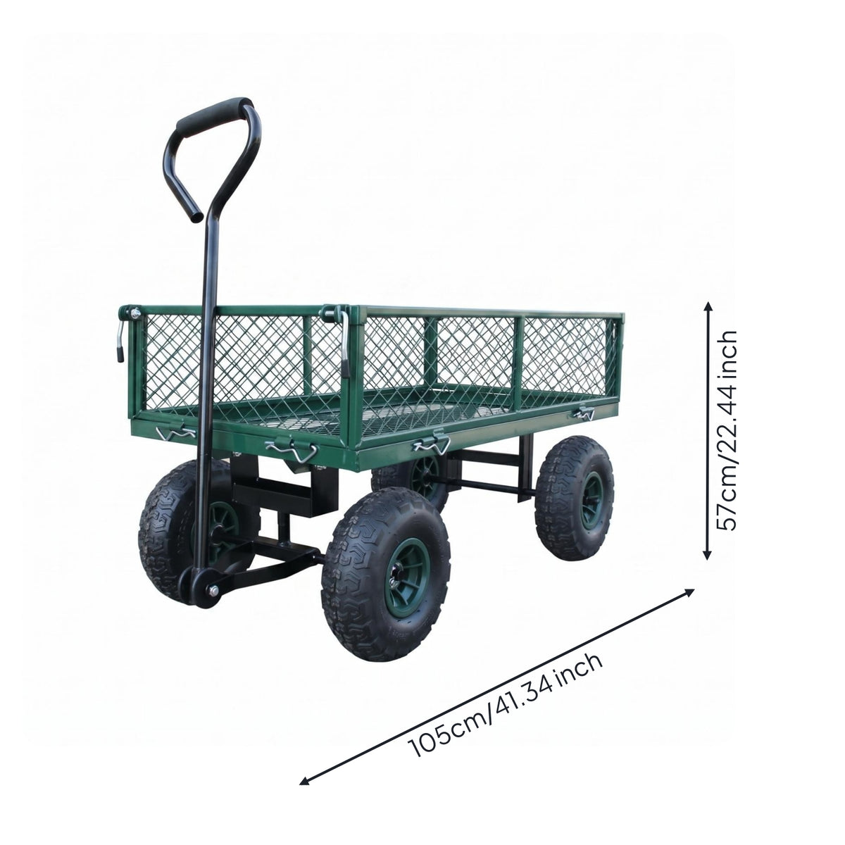 Four-Wheel Utility Cart Open Bed Mesh-Side Utility Cart Green