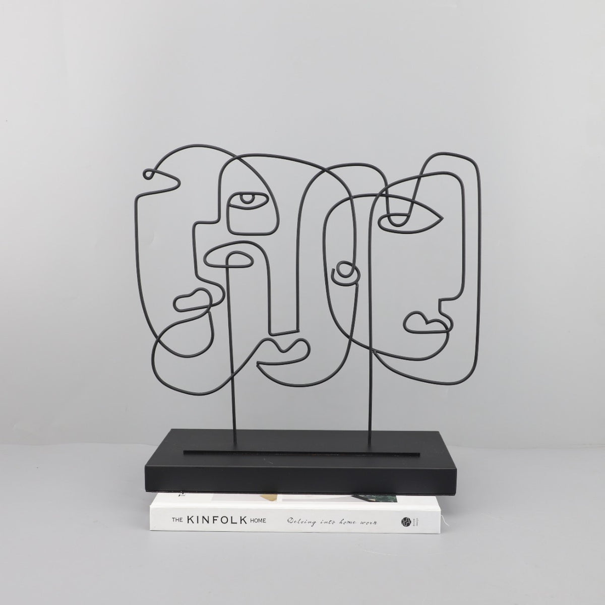 Modern Minimalist Geometric Iron Wire Human Face Figurine for Living Room, Study, Entryway, TV Cabinet, Office