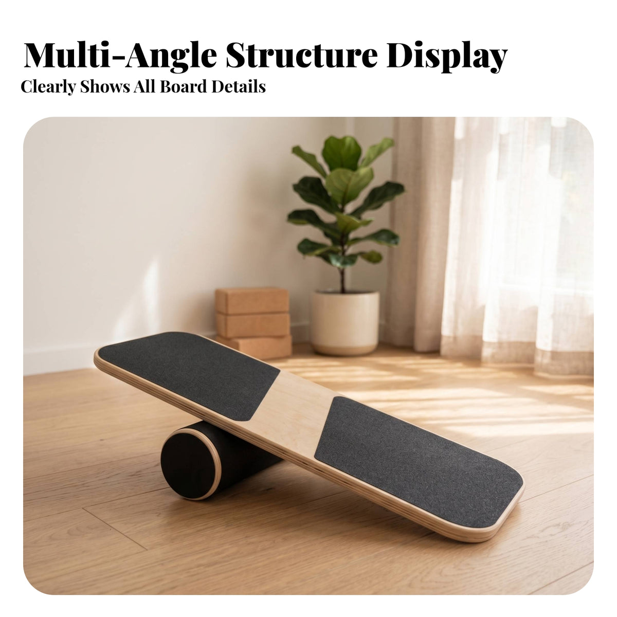 Roller Balance Board Full Body Exercise Wooden Balance Board Wood Finish