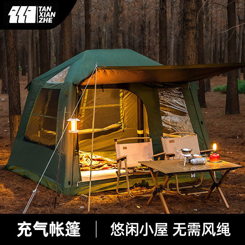 Explorer Leisure Cabin Auto-Inflating Camping Tent, 4-Season, Waterproof, Full Set