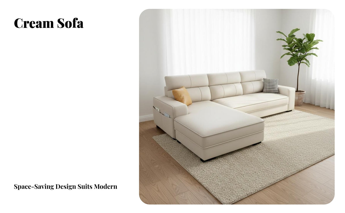 Cat-Scratch Resistant L-Shaped Sectional Sofa Wide Seating Minimalist Sectional Couch with Chaise Solid Wood Frame Modern Chaise Lounge Couch High-Density Foam for Pet Owners, Apartment Dwellers, Homeowners, Small Areas, Home, Studio, Office