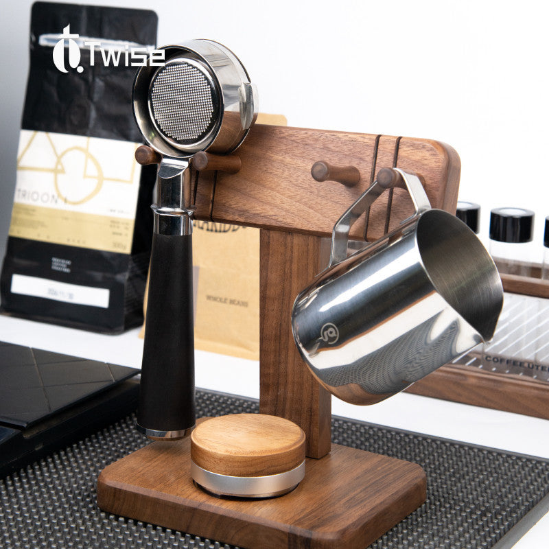 Espresso Portafilter Display Stand Solid Wood Vertical Storage Rack 51-58mm