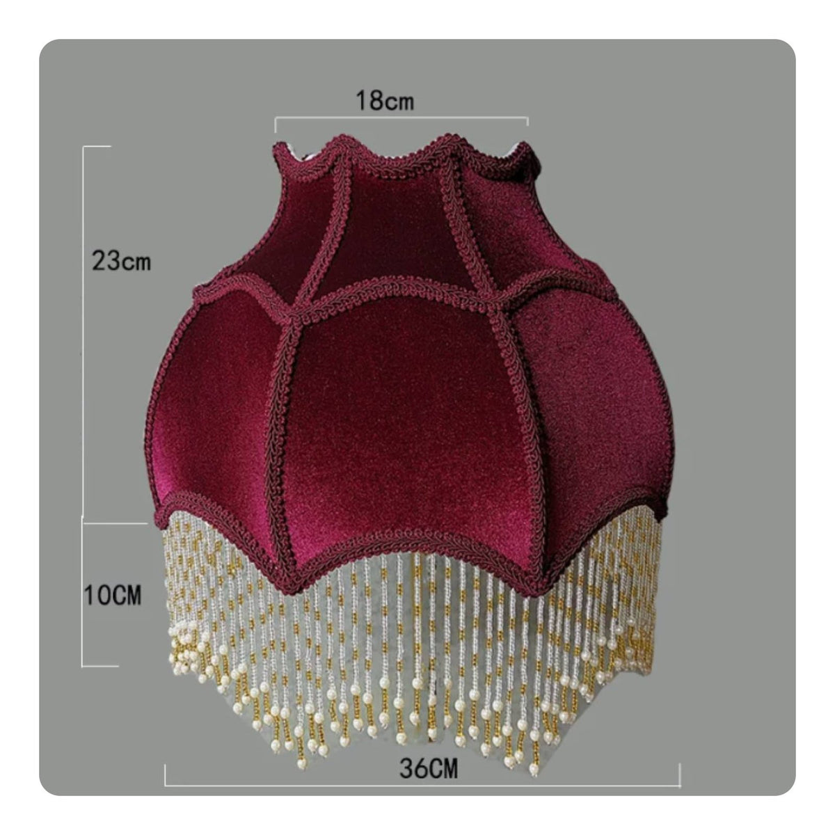 Beaded Tassel Lampshade Deep Burgundy Beaded Fringe Shade Vintage