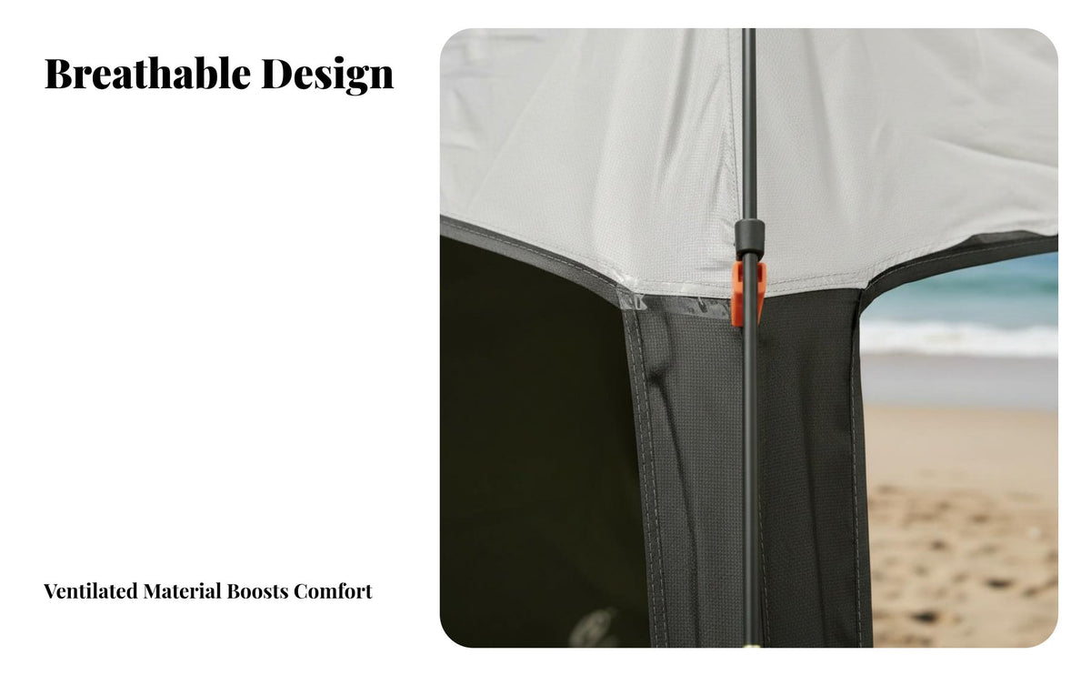 Quick Setup Ventilated Beach Tent Easy Set up uncoveredFront Beach Tent Spacious Sun Shelter 360° Ventilation for Beachon the Moveers, Families, Fishing, Camping, Picnic, Backyard