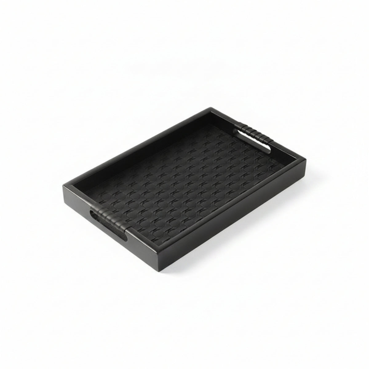 Raised Sides Breakfast Tray Woven Texture Decorative Tray