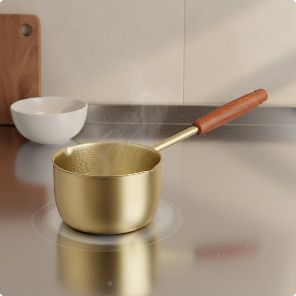 Oil Pot Thickened Body Long Handle Oil Pot Rust Resistant Saucepan with Pouring Lip