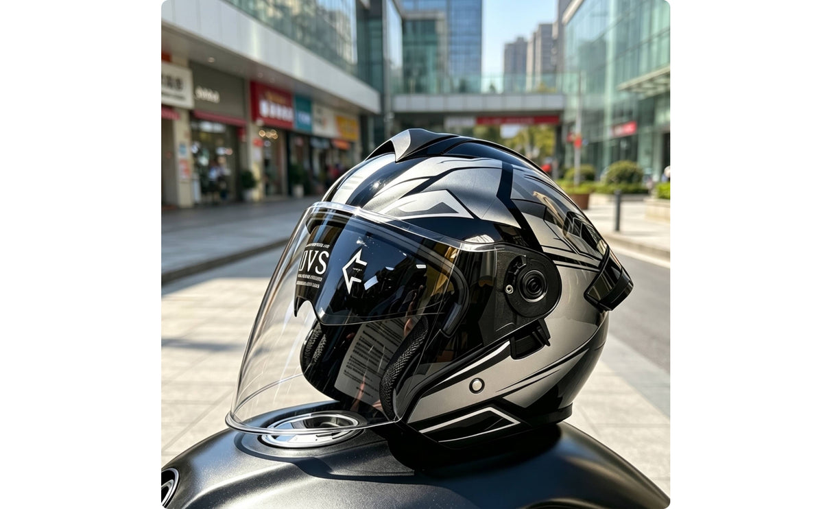 Half Open Face | DOT Approved, aerodynamically shaped, Open Face Helmet, for City Riding