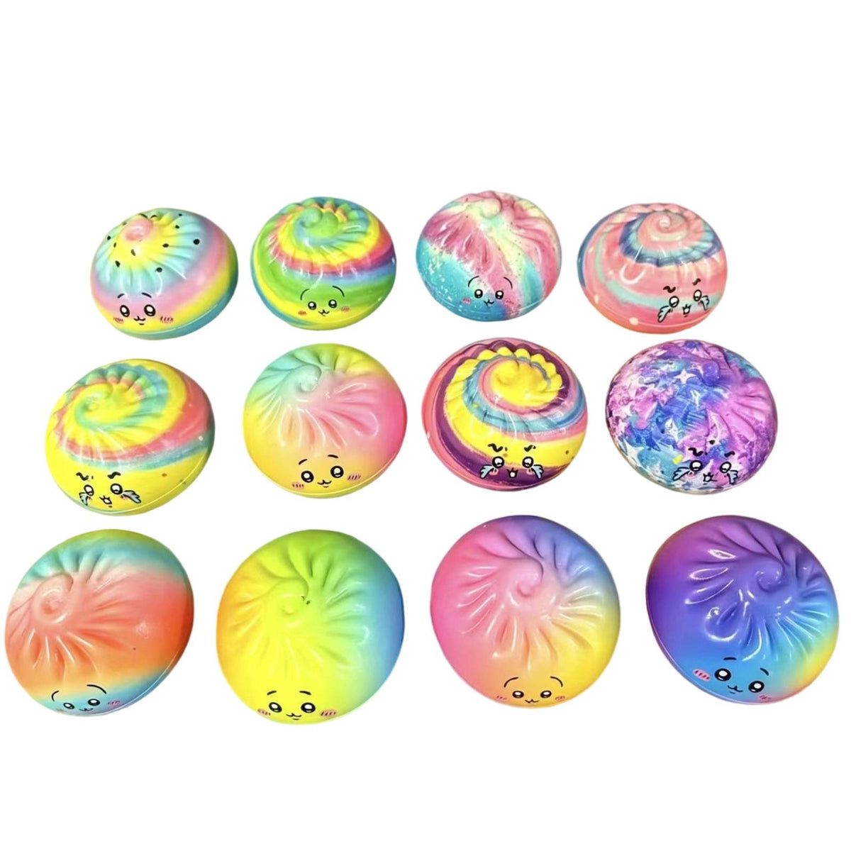 12 Pieces Stress Relief Bao Bun Squishy Sensory Bun Squishy Satisfying PU Press Toy Compact for Students