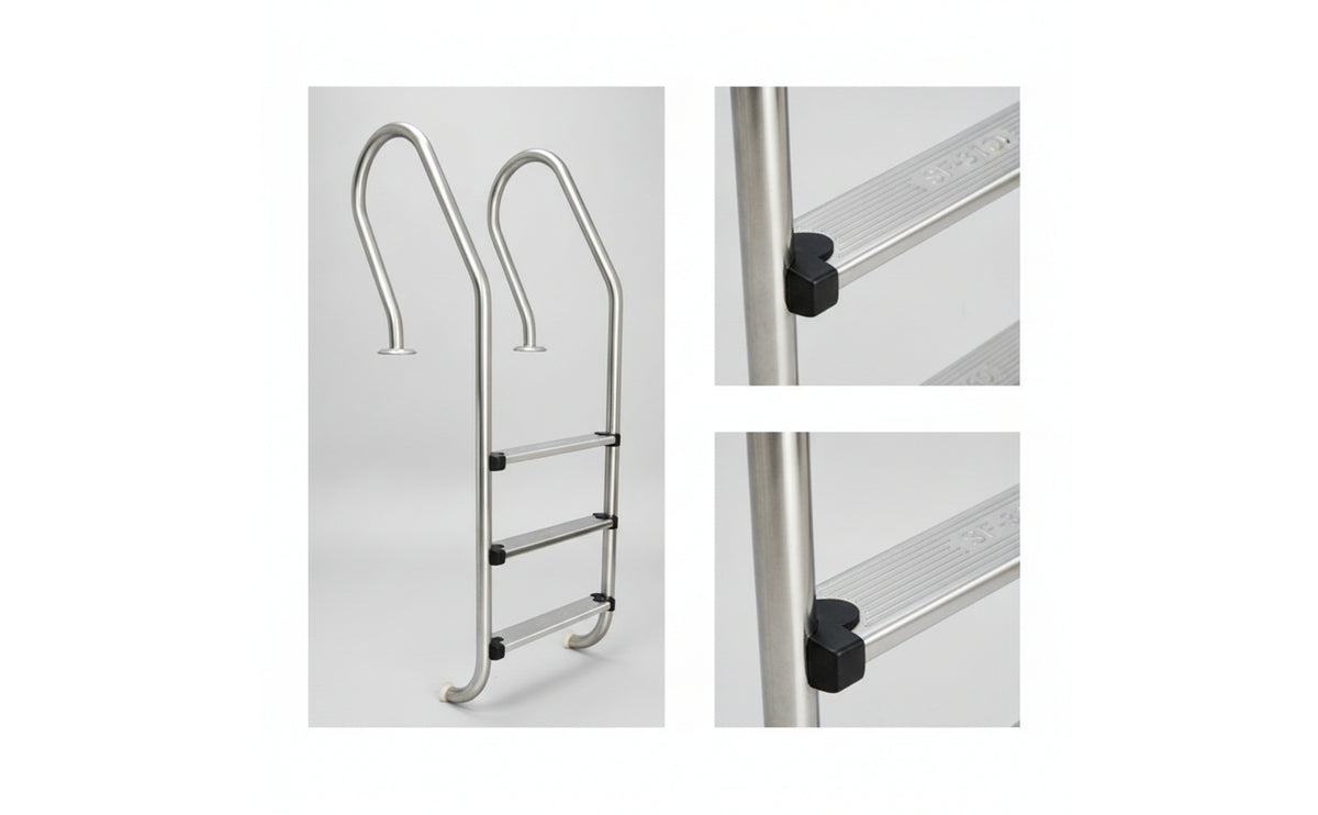 Rust Resistant Stainless Steel Pool Ladder Easy-to-Grip Pool Ladder with Handrails Polished