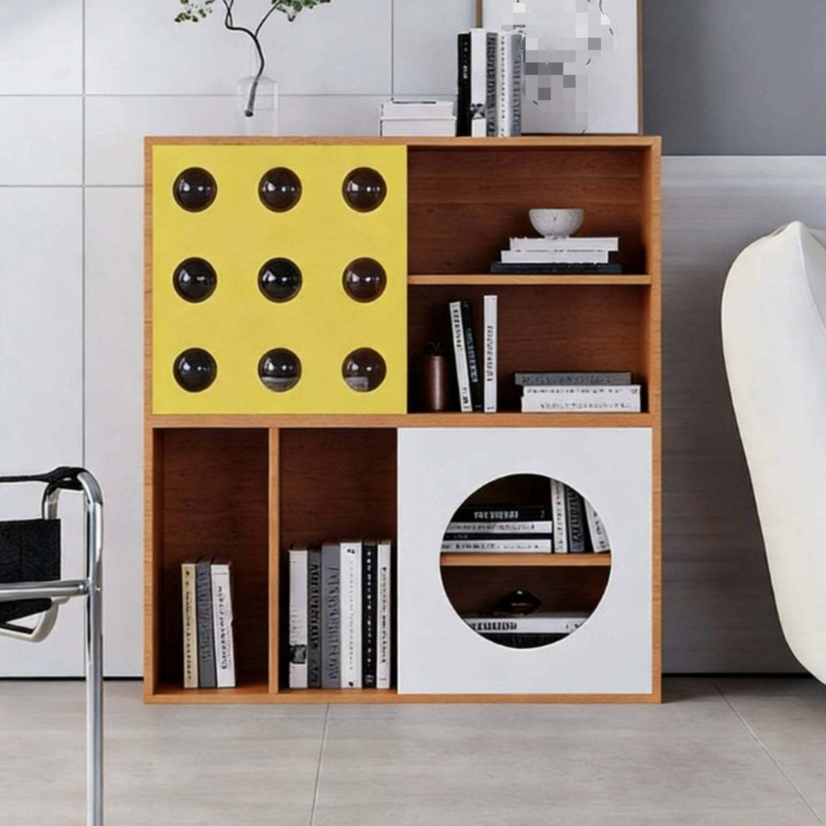 Nordic design aesthetic mist-likeShaped bookshelf Space-Saving Multi-Tier Shelving unit distinctive Design Storage Cabinet sturdyDuty for Apartment Dwellers, Book Lovers, homeowners, Bedroom, Living Room
