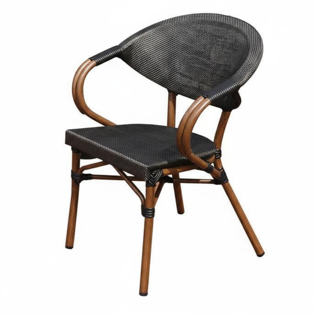 Long-Lasting Slatted Dining Armchair Sturdy Construction Slatted Metal Seat Weather Resistant Patio Chair Easy to Clean for Cafe Owners, Homeowners, Entertainers, Restaurant, Balcony, Backyard, Courtyard