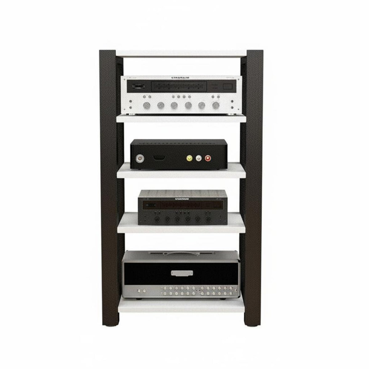 2 Pieces Steel AV Shelf Multi-tier Amplifier Stand Adjustable Shelves Heavy Duty Cabinet Suitable for Audiophiles Living Room Entertainment Space