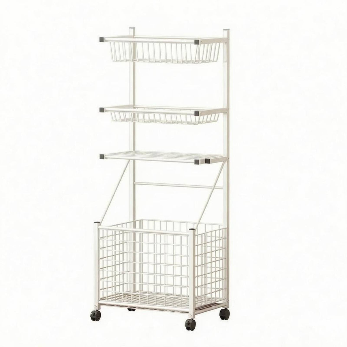 Sports Gear Organizer Storage Unit Carbon Steel Rolling Sports Rack Three-Tier Storage Rack Tall Ball Storage Storage Unit