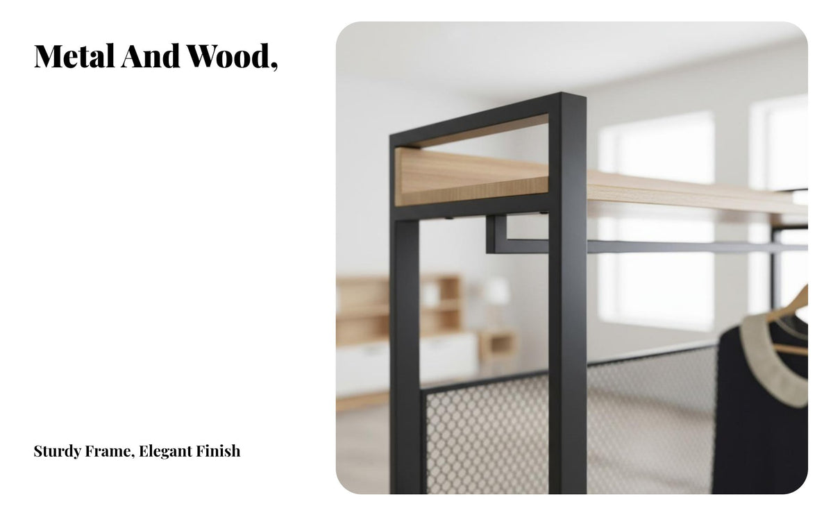 Nordic Design Freestanding Wardrobe Unit Freestanding Freestanding Wardrobe with Shelves Multi-Tier Shelving Garment Rack Heavy-Duty for Apartment Dwellers, Renters, Homeowners, Walk-in Closet, Dressing Room