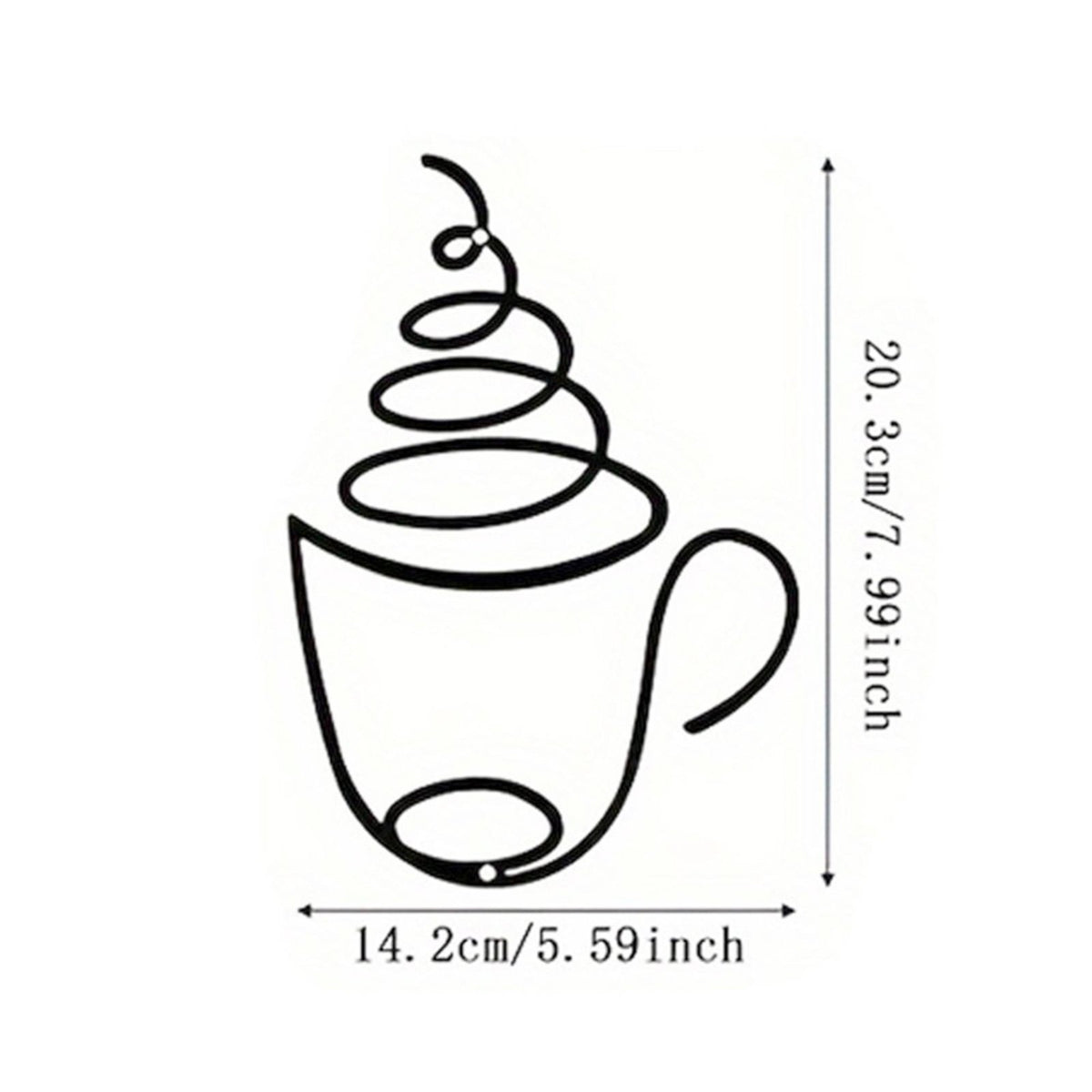 Metal Coffee Cup Decor Hollow-out Design Minimalist Beverage Wall Decor Easy to Install House Decoration for Kitchen