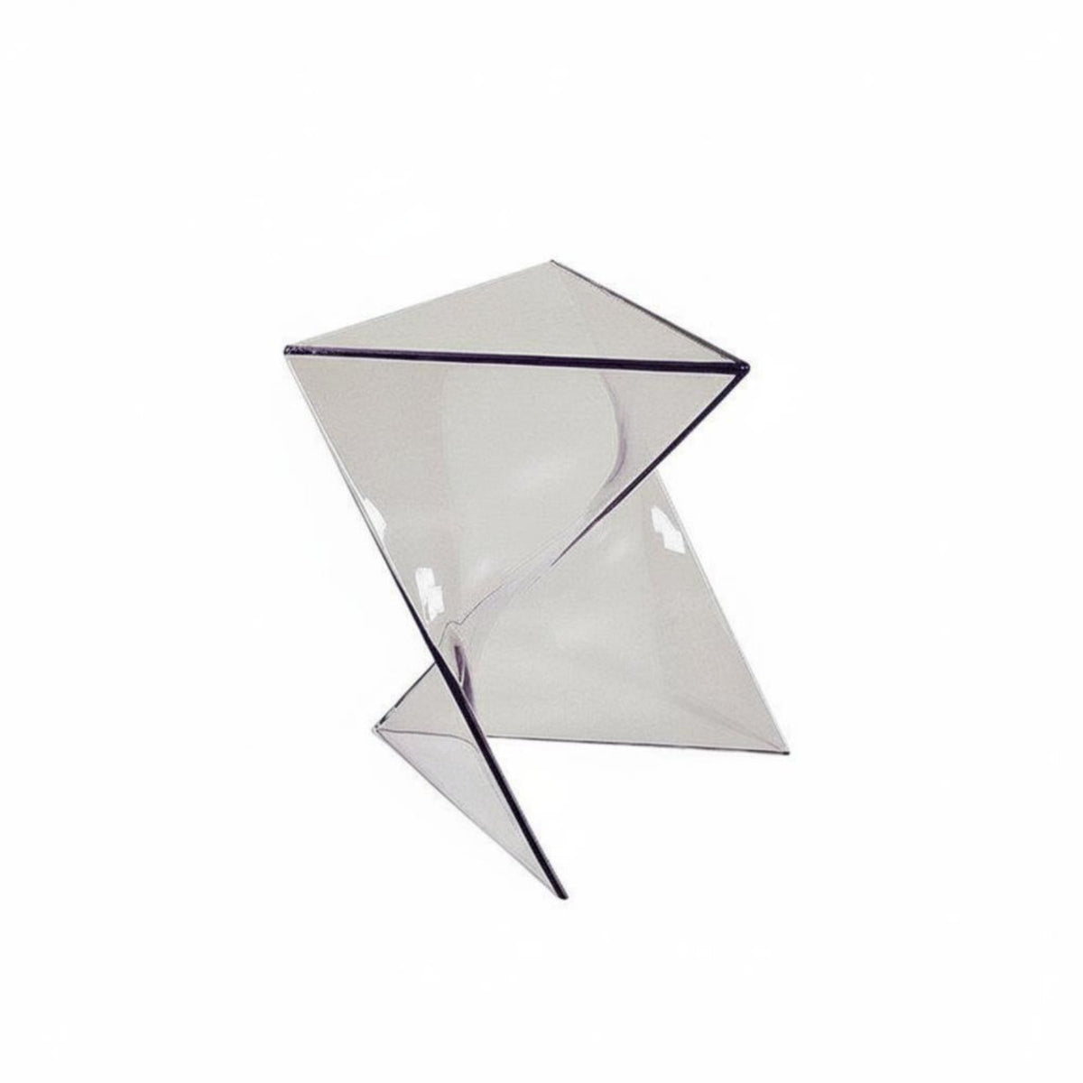 Transparent Look Twisted Prism Side Table Geometric Design Nightstand Space-Saving Indoor Furnishing Compact for Apartment Dwellers, Homeowners, Gift Givers, Living Room, Bedroom, Entryway, Office