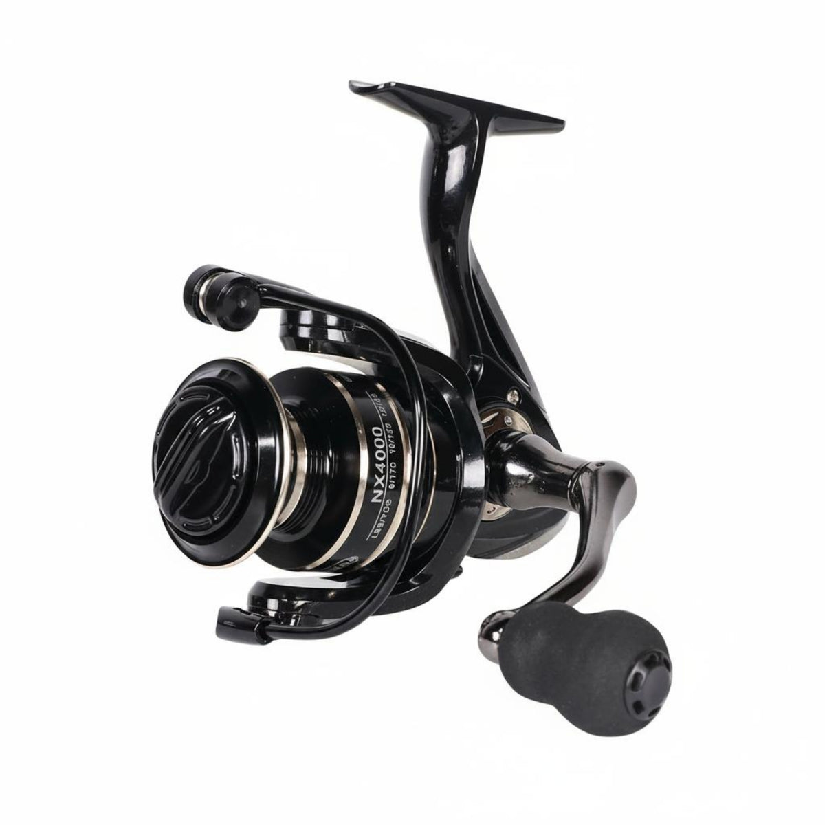 EVA Knob Metal Rotating Reel Wire Bail Arm Front Drag Reel Glossy Black Angling Tackle