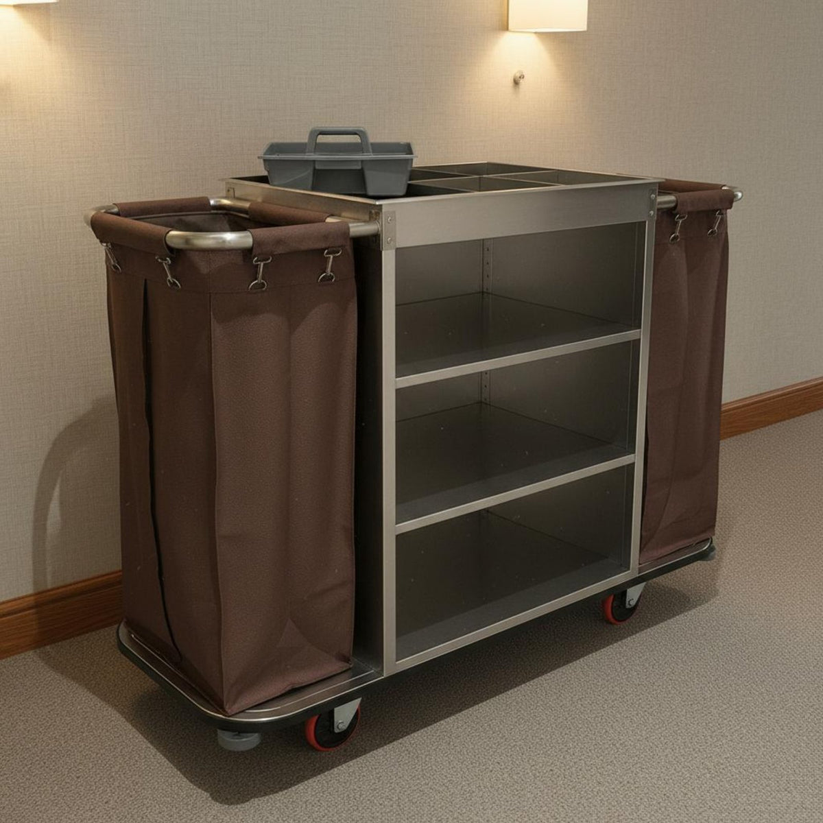 Accommodation Linen Cart Heavy Duty Hotel Housekeeping Service Cart Sturdy and Sturdy Janitorial Cleaning Trolley for Housekeepers, Hospital, School