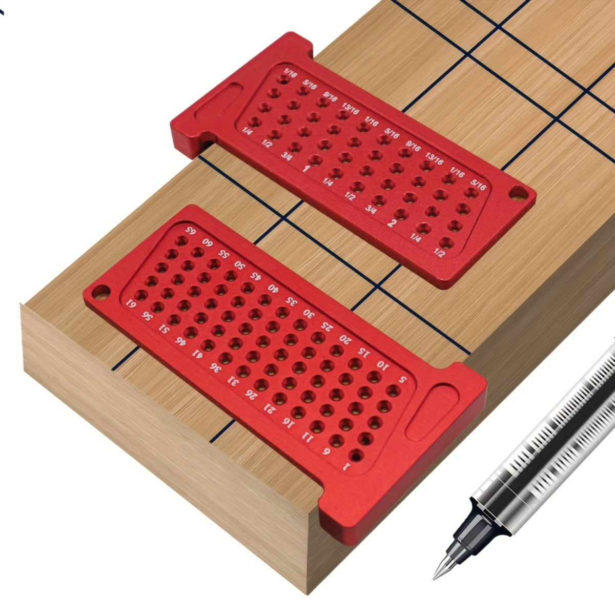Aluminum Alloy Woodworking Marking Ruler Lightweight Woodworking Ruler with Holes Compact T-Type Marking Gauge Sturdy for Woodworkers, Carpenters, DIYers, Cabinet Making, Workshop