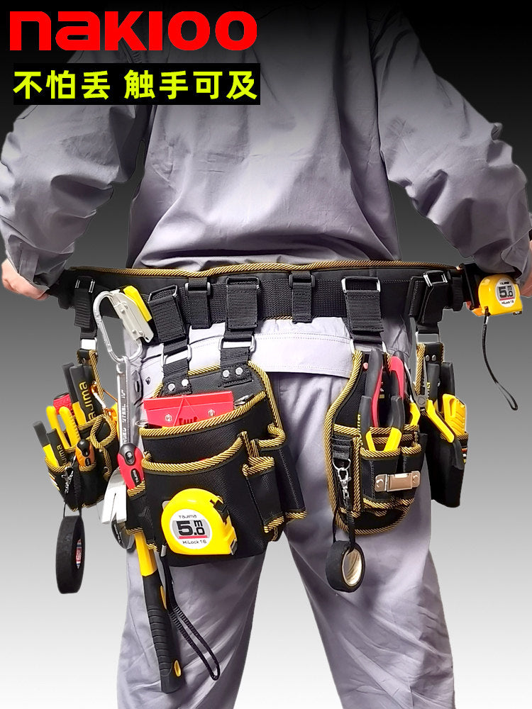 NAKIOO Electrician Waist Bag Quick-Release Portable Repair Tool Bag Multi-Function Electrician Bag Carpenter Belt Waist Bag