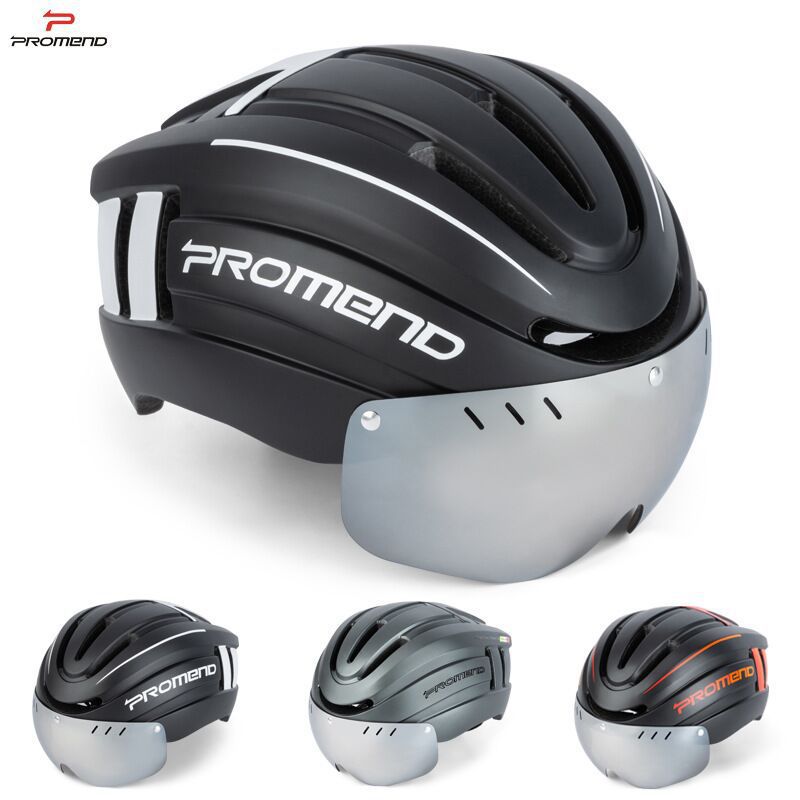 PROMEND Cycling Helmet with Magnetic Visor and USB Rechargeable Warning Light