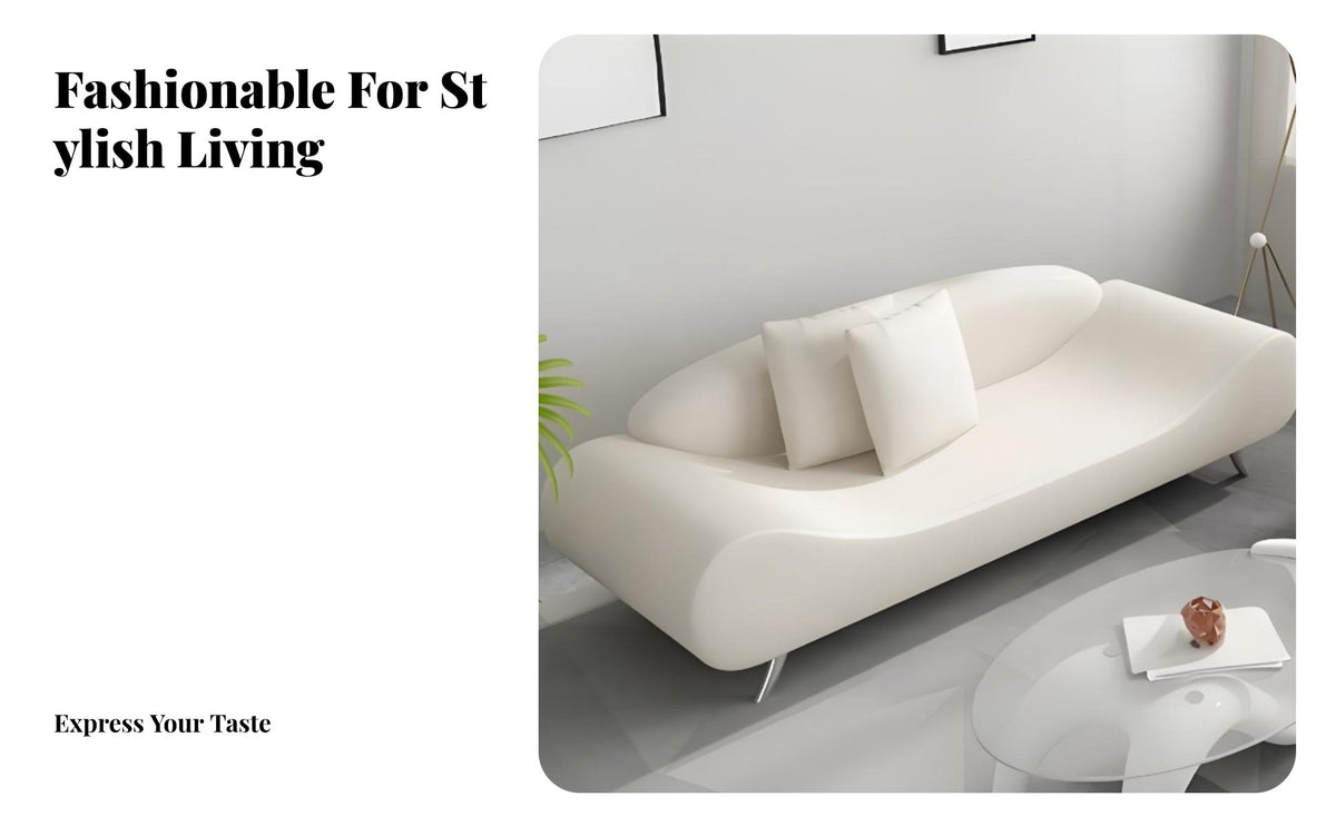 Minimalist aesthetic Curved Settee Space-Saving Design Loveseat distinctive Shape Small Couch Soft Texture for Apartment Dwellers, Interior Designers, Business Owners, Bedroom, salon, Reception Area, perusing alcove