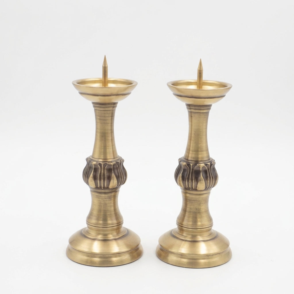 Brass Lotus Candle Holder, Chinese Style
